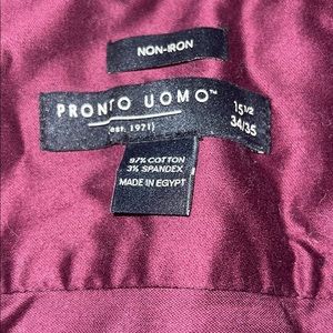 Mens Pronto Uomo dress shirt maroon mens large
